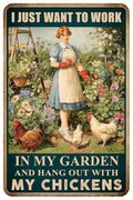 Vintage Garden Sign Funny Chicken Signs Chicken Coop Accessories Rooster Decorations Chicken Gifts Stuff For Farmhouse Garden Decor 8 x 12 Inch