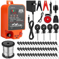 2.5j Electric Fence Charger with Digital Display & Alarm, Ac Dc 2 in 1 Power, 12v Input 8kv/12kv Output, 50 Black Electric Fence Insulator, 1 Socket Tool, 250ft Aluminum Wire Animal Control