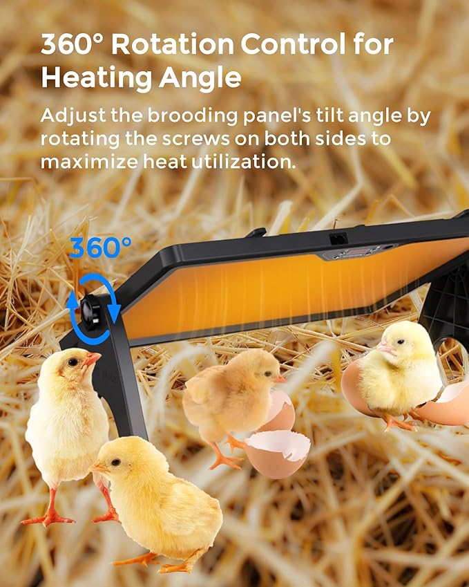 Smart Chicken Coop Heater with Thermostat, 180W Radiant Heat Panel, Adjustable Temp (86-167℉), Remote Control, Dual Sided Heating, Support Timer and Lighting, Coop Heater for Winter