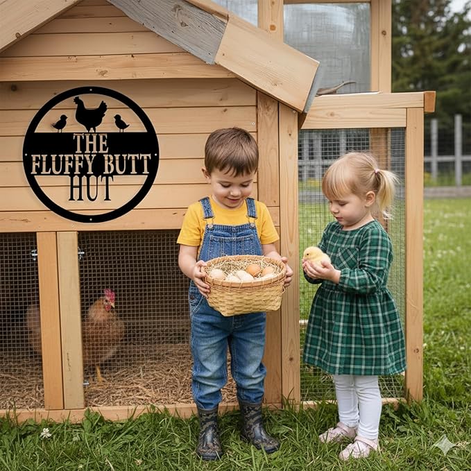 Custom Chicken Coop Metal Sign, Personalized Chicken Coop Sign for Outside, Custom Metal Hen House Farm Signs, Chickens Hen House Farmhouse Wall Art Decor