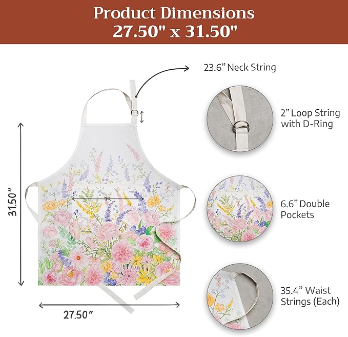 Maison d' Hermine 100% Cotton Apron for women with Pocket Kitchen Chef Apron for Men Cooking Easter Decorations