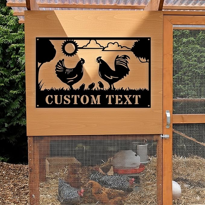 Custom Chicken Coop Metal Sign, Personalized Chicken Coop Sign for Outside, Custom Metal Hen House Farm Signs, Chickens Hen House Farmhouse Wall Art Decor