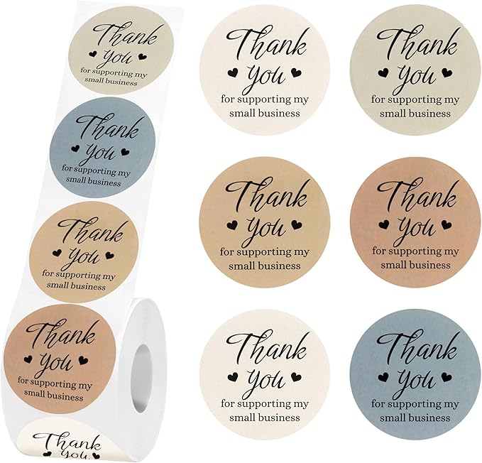 500 Pcs Thank You Stickers for Small Business, 2 Inches Self-Adhesive Elegant Round Seal for Envelopes, Party Favor