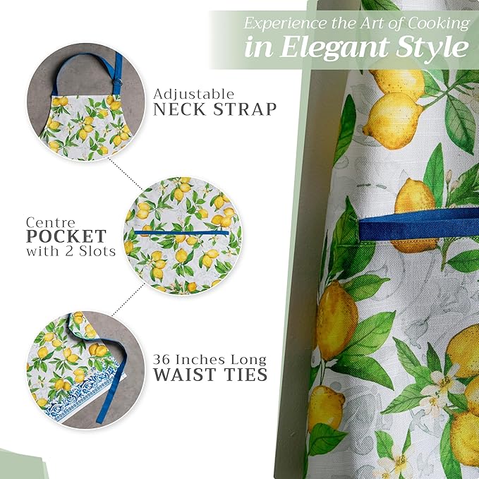 Maison d' Hermine 100% Cotton Apron for women with Pocket Kitchen Chef Apron for Men Cooking Easter Decorations