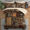 Comforter Set Twin Size, African Retro Floral 5 Pcs Bedding for Kids and Adults, Tribal Patchwork Abstract Bed Sheet Sets with Fitted Sheet Pillowcase & Sham for Bedroom Bed Decor