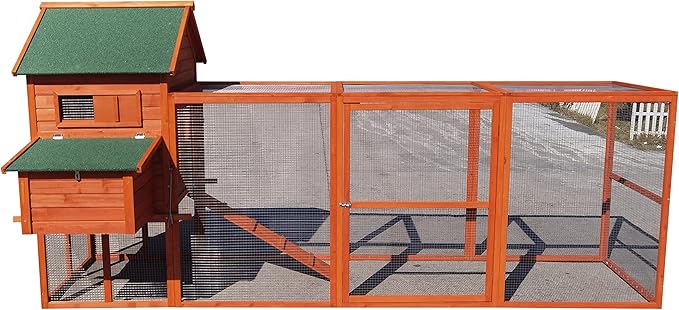122" Deluxe Large Wood Chicken Coop Backyard Hen House with 4 Nesting Box Outdoor Run