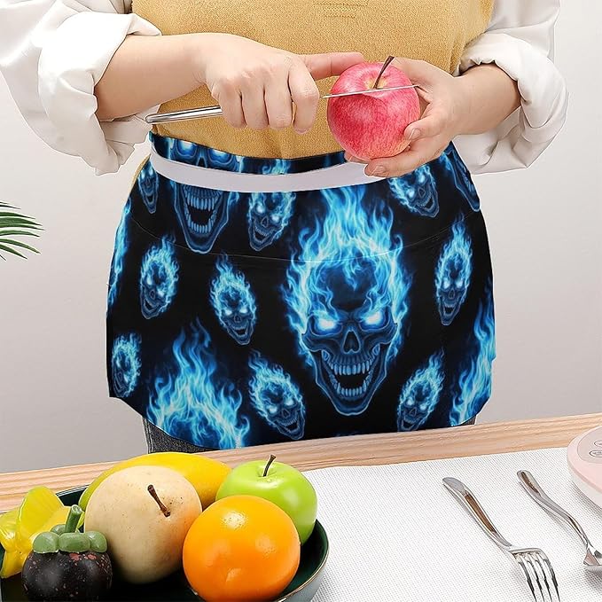 Half Apron with 3 Pockets Chef Cooking Kitchen Restaurant Aprons for Women Men