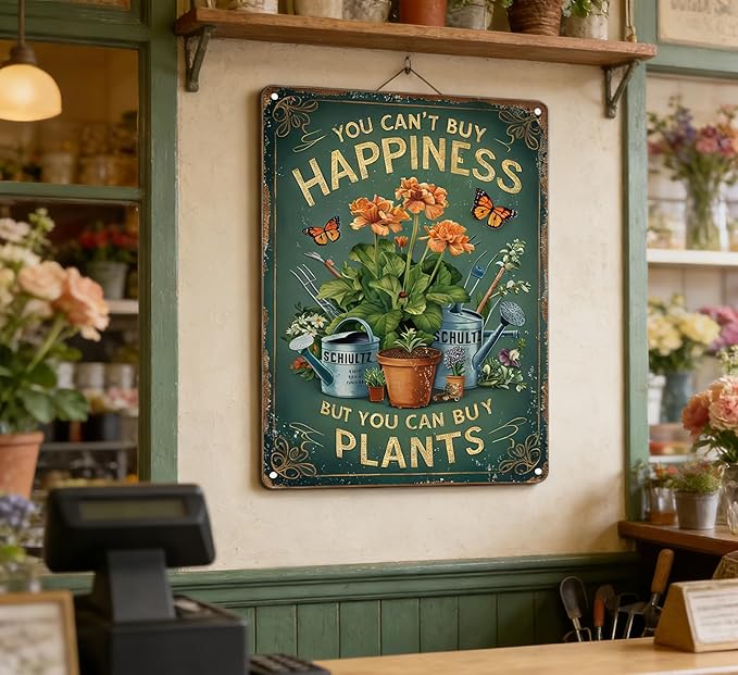 Vintage Garden Metal Sign Funny Gardening Tin Signs Rustic Farmhouse Wildflowers Plants Aluminum Wall art for Home Garden Patio Farm Yard Bar Outdoor Indoor Decor 8x12 Inch