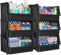 TidyFriend Plastic Stackable Bins for Pantry, 6 Pack Large Stacking Bins Open Front Kitchen, and Bathroom Organization, Open Front Design (Black)