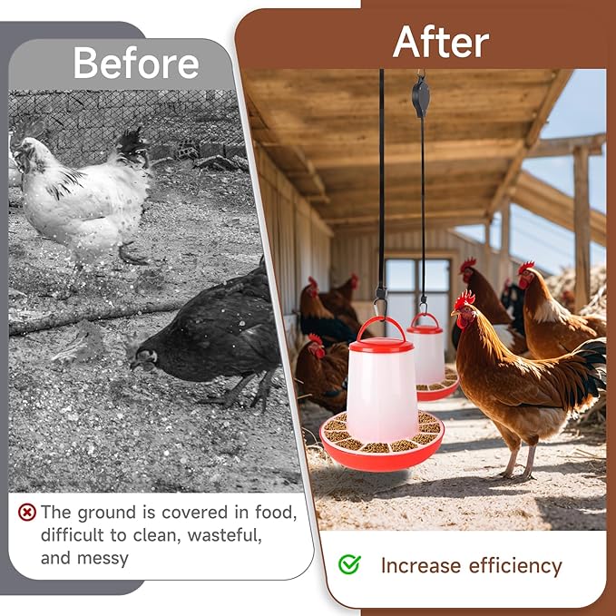BJADE'S Pulley Hanger Hanging 3 Pack for Chicken Feeders,Adjustable Retractable Hanging Chicken Feeder for Chiken Bird Coop Accessories Feeders Waterer Plant Hooks Hanger