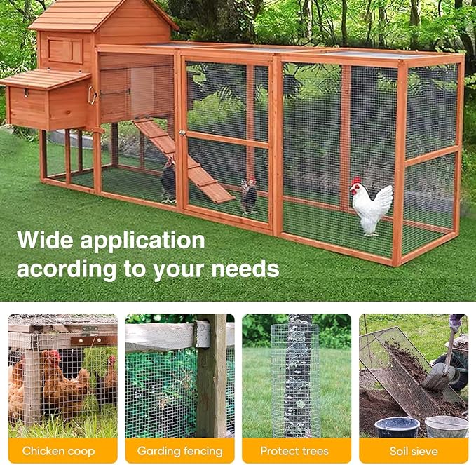 Black Hardware Cloth 24" x 50' 1 Inch 16 Gauge, PVC Coated Galvanized Steel Wire Mesh Roll, Welded Metal Fencing for Chicken Coop, Garden Fence, Poultry, Rabbit, Snake Barrier, and Home Improvement