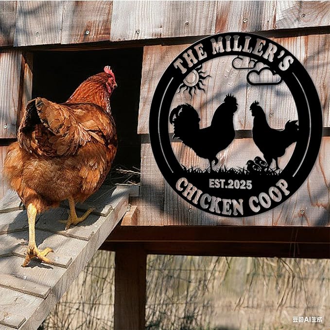 Custom Chicken Coop Metal Sign, Personalized Farmhouse Wall Decor, Vintage Fluffy Butt Hut Decor, Custom Name Sign for Farm, Gifts for Chicken Lovers