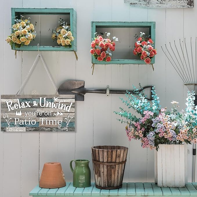Hotop Patio Decor Patio Sign Decorations Outdoor Metal Porch Wall Decor Rustic Farmhouse Wall Art for Backyard Porch Balcony Gazebo Accessories(12 x 6",Vivid)