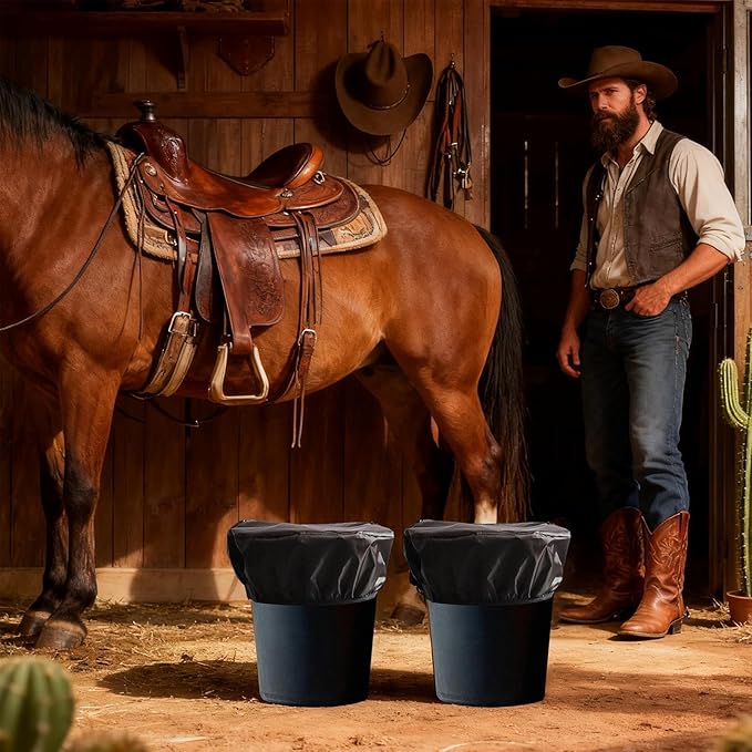Feed Bucket Cover, Protective Elastic Waterproof Shield, Heavy Duty Horse Bucket Cover with Durable Utility Design, Accessories for Protection Maintenance Feeding Equestrians Farm Stable Pasture