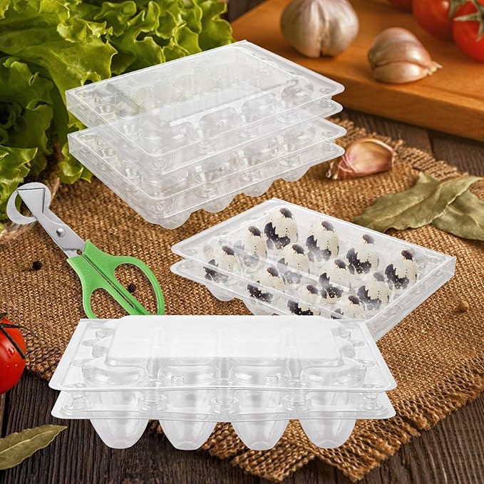 MIVIDE 150 Pack Quail Egg Cartons, 12 Grids Small Clear Plastic Egg Trays, Bulk Eggs Carton Holders