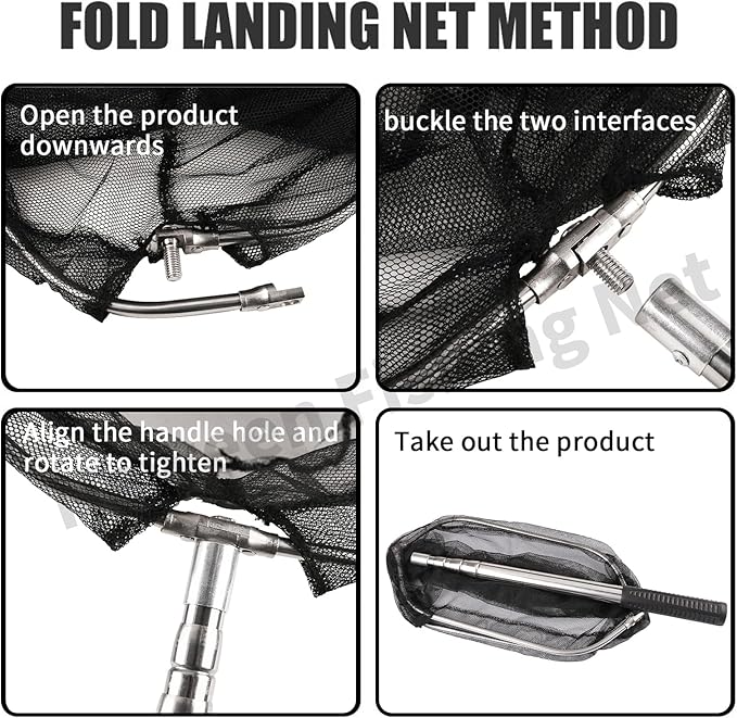 Neween Fishing Net, Foldable Collapsible Telescopic Fish Landing Net, Durable Nylon Material Mesh Landing Net for Easy Catching or Releasing for Trout