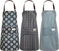 SATINIOR 3 Pieces Waterproof Bib Apron with 2 Pockets Adjustable Cooking Kitchen Apron for Women Men Chef BBQ Baking Cleaning