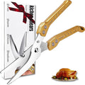 Heavy Duty Kitchen Poultry Shears - Professional Food Scissors for Spatchcocking Chicken, Cutting Raw Meat & Poultry Bones, Thick Steel Blades, Spring-Loaded, Dishwasher Safe Gold