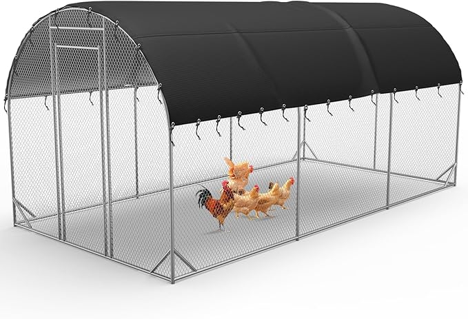 COSHNIBI Chicken Coop Cover, Equipped with Adjustable Elastic Rope, Suitable for Three-Unit Large Metal Chicken Houses, Waterproof and Sunproof Chicken House Sunshade Cloth, Only Cover
