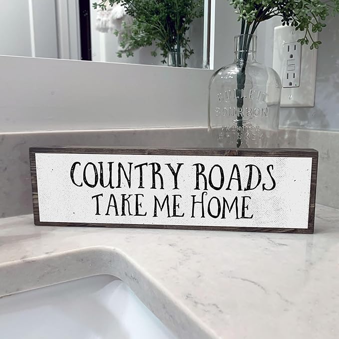 Wood & Metal Southern Sign – Weatherproof Indoor Outdoor Wall Decor – Rustic Charm with "Country Roads Take Me Home" – Gift-Wrapped & Ready to Give