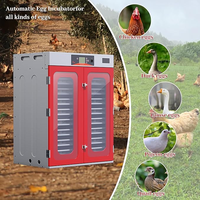 1000 Eggs Incubator Cabinet with Automatic Turning&Digital Temperature Control, Large Commercial Poultry Hatcher Cabinet for Chicken, Duck, Goose, Quail Eggs