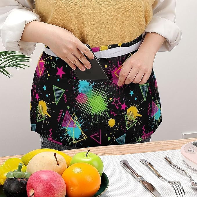 Half Apron with 3 Pockets Chef Cooking Kitchen Restaurant Aprons for Women Men