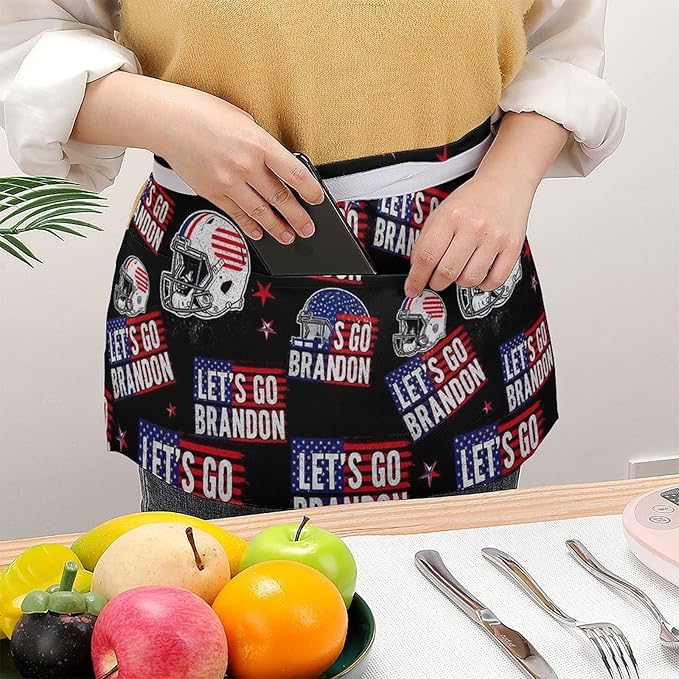 Unisex Apron for Cooking Server Waitress Half Waist Apron with 3 Pockets
