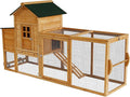 80’’ Large Chicken Coop with Wheels,Mobile Chicken House for 2-4 Chickens,Wooden Waterproof Hen House with Nesting Box,Run,Tray for Chicken Rabbit Duck