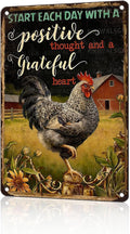 Chicken Metal Sign Chicken Coop Metal Decor Start Each Day Tin Signs Vintage Farmhouse Poster Rustic Wall Decor For Home Farm Poultry House Fence Kitchen Fence Porch Office Cafe 12 * 8 In