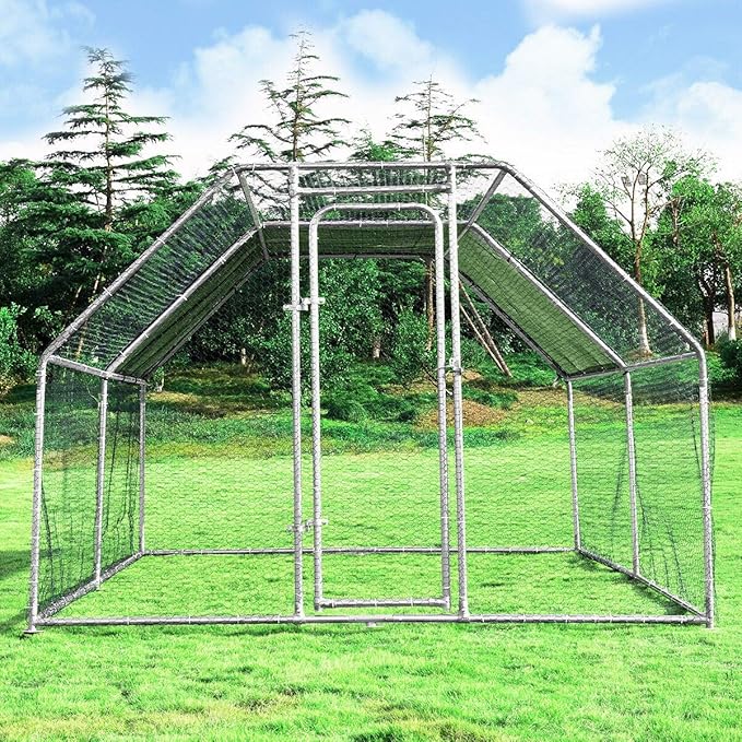 Giantex 12.5ft Large Metal Chicken Coop, Walk-in Chicken Coops Hen Run House Shade Cage with Waterproof and Sun Protection Cover for Outdoor Backyard Farm Use Poultry Cage (12.5 x 9.2 ft, Flat)