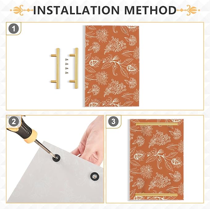 Bathroom Vanity Tray Counter Organizer, Orange Floral Pattern Decorative Tray with Handles Countertop Storage for Bathroom Bedroom Kitchen Home Farmhouse