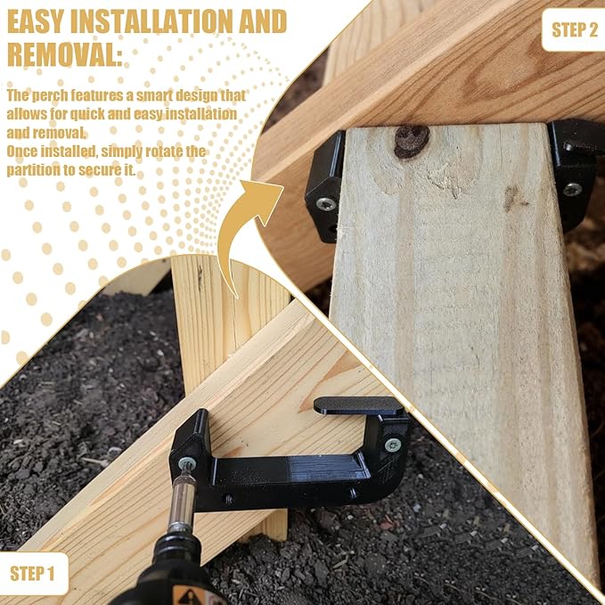 Heavy Duty Poultry Roost Bar Mount Brackets (2Pack) Includes Screws for Chicken Coops & Turkey Houses Easy Install/Remove Perch Holder for 2x3 Flat Lumber Durable Black Design (2x3'')
