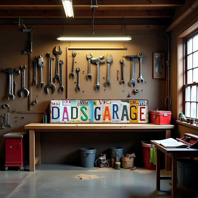 Garage Decor Garage Gifts For Dad Tin Sign Best Dads Garage Signs Vintage Dad's Workshop Sign Father Garage Signs 4x16 Inch