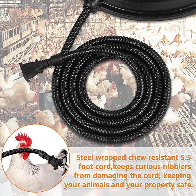 Poultry Chicken Water Heater - Water Heater Base for Winter, for Plastic/Metal Poultry Waterer, Thermostatically Controlled Heated Waterer for Chickens 80W,Chicken Coop Accessories