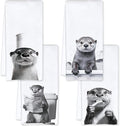 Funny Otter Bathroom Hand Towels, Otter Gifts for Women, Animal Lover Gifts, Black and White Cute Animal Hand Towels for Bathroom Washroom Restroom Decor, 16x24 Inch, Set of 4