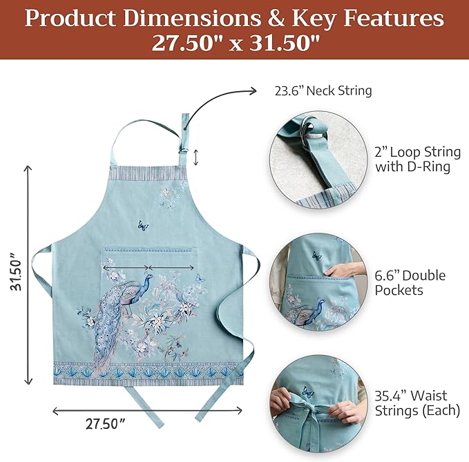 Maison d' Hermine 100% Cotton Apron for women with Pocket Kitchen Chef Apron for Men Cooking Easter Decorations