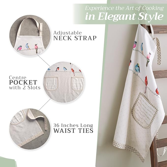 Maison d' Hermine 100% Cotton Apron for women with Pocket Kitchen Chef Apron for Men Cooking Easter Decorations