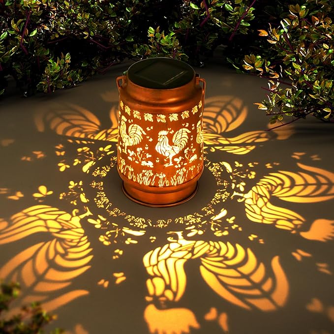 Chicken Gifts for Women, Mom, Grandma, Birthday, Retirement, Thanksgiving,Rooster Decorative Waterproof Hanging Solar Lanterns Outdoor Garden Decor LED for Yard, Patio, Lawn, Landscape, Backyard
