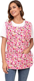 Nanxson Women Cobbler Apron with 2 Patch Pockets Cotton printed Smock with Side Ties for Work Chef kitchen CF3187