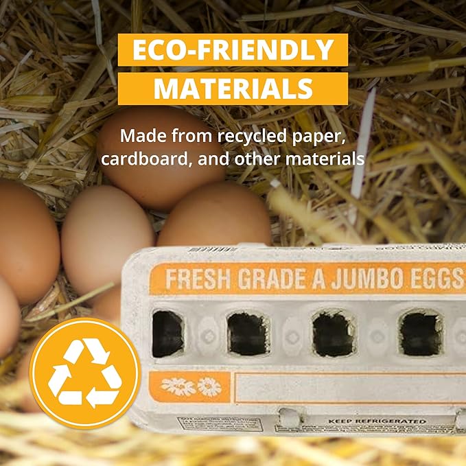 Stromberg's Fresh Grade A Jumbo Printed Egg Cartons, Biodegradable and Eco-Friendly, Made From Recycled Materials, With Educational Prints for Safe Handling Instructions and Nutrition Facts, 200 Pack
