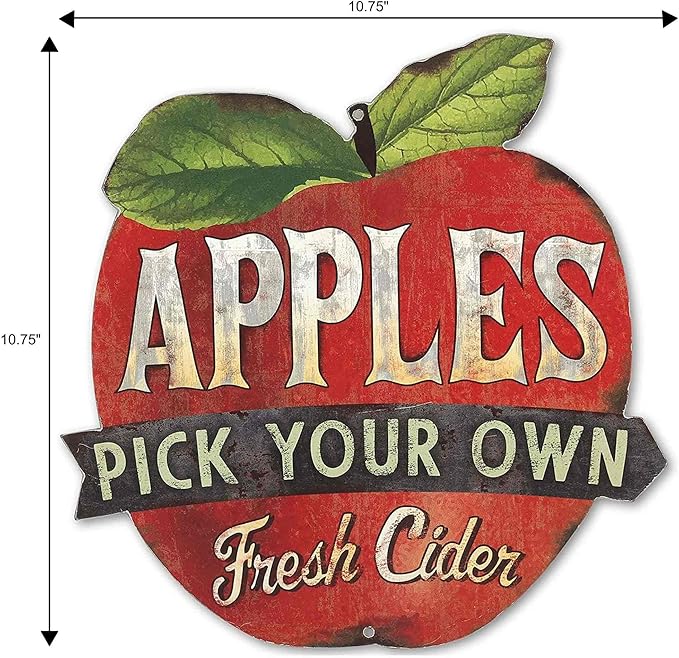 Pick Your Own Apples Vintage Metal Sign for Kitchen, Dining Room, or Garden Shed