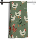 Funny Green Christmas Chicken Kitchen Towels,Chicken Gifts Farm Christmas Decorations Hand Towels for Bathroom,16x24 Inch