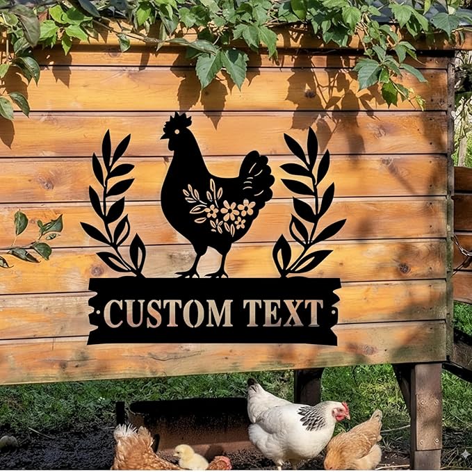 Custom Chicken Coop Metal Sign, Personalized Chicken Coop Sign for Outside, Custom Metal Hen House Farm Signs, Chickens Hen House Farmhouse Wall Art Decor