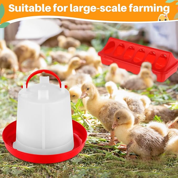 12 Pack Chicken Feeder and Waterer Set Bird Small Poultry Feeder Flip Top Bird Small Poultry Feeding for Pigeon Chick Drinker Duckling Quail Feeding Dispenser (1.5 L,Red)