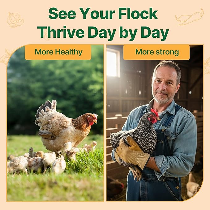 Chicken De-w0rmer, All-Natural Formula-Chili Mix, Safe for Eggs | Support Gut Balance, Healthy Digestion & Vitality for Laying Hens, Ducks, Turkeys and Backyard Poultry | Effective for All Ages&Sizes