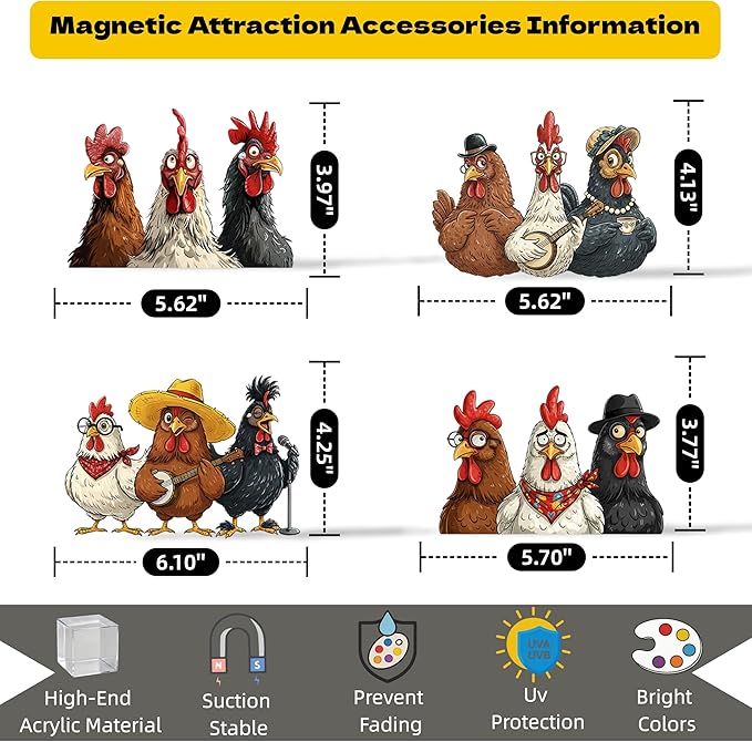 DIY Magnetic Attraction Design,Funny Chicken Tin Sign | chicken decor | Farmhouse Wall Decor, Rooster Kitchen & Bathroom Art,Metal Signs,Funny Gifts,8 * 12 Inch (Grayish Yellow)