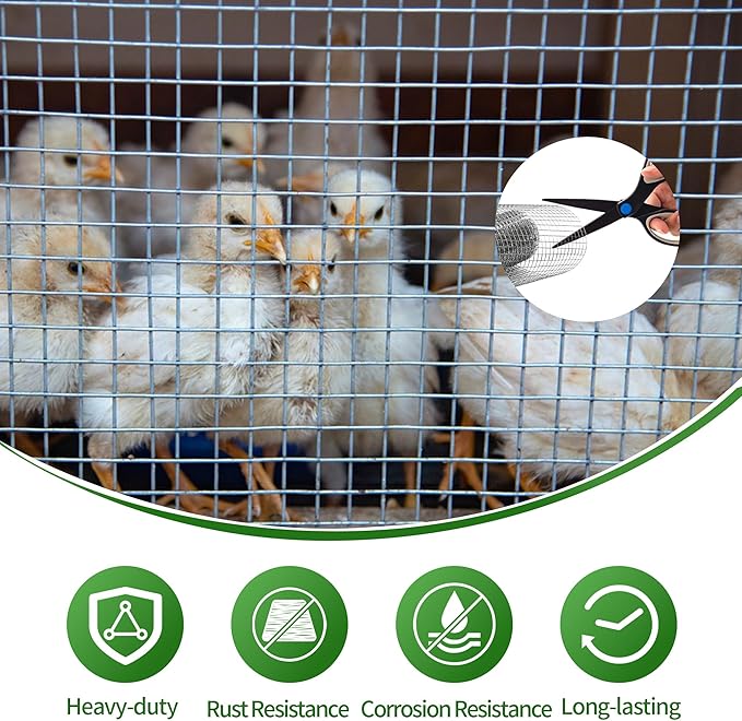 23Gauge 1/4 in 48in×100ft Hardware Cloth Galvanized Wire Mesh Roll Chicken Wire Fence Plant Welded Metal Wire Fence, Supports Poultry Animal Netting Cage Fence,Used in Industry Agriculture Farming