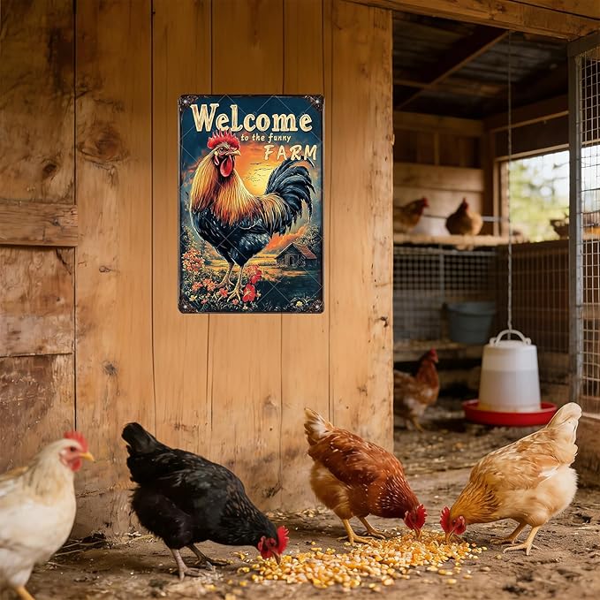 Metal Signs Welcome To My Funny Farm Sign Retro Aluminum Sign for Home Office Kitchen Bar Cafe Garden Wall Decor 16x12 Inch