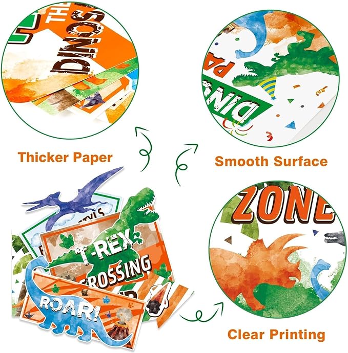 WERNNSAl Dinosaur Party Decorations - 10PCS Dinosaur Birthday Party Decorations Jurassic Birthday Supplies Dinosaur Crossing Sign for Dino Theme Party Home Door Wall Decor