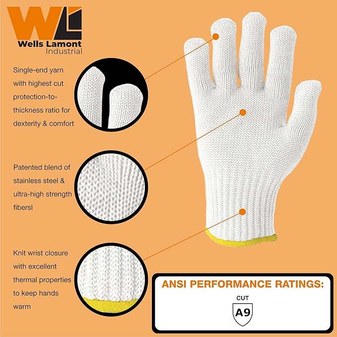 Wells Lamont Industrial Whizard Knifehandler Food-Safe Glove | 7 Gauge Latex-Free - Meat Processing, Butcher, Metal Handling